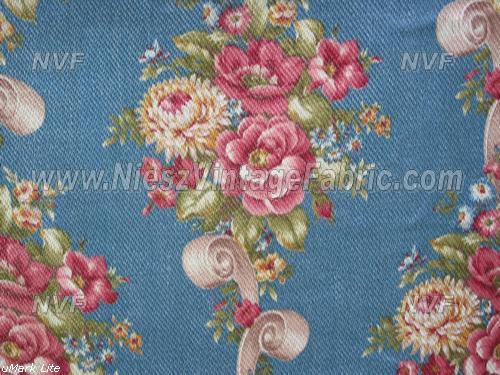 Pink Roses and Scrolls on Blue