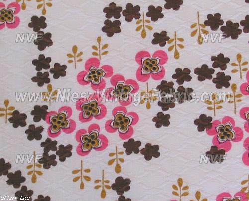 1960-70's Pink Brown Daisy Pique