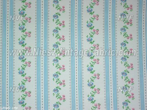 Powder Blue Floral Stripe Ticking