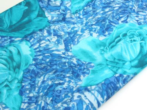 Bold Teal Rose Dress Fabric