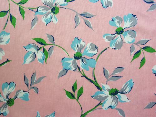 Pink and Blue Dogwood Fabric