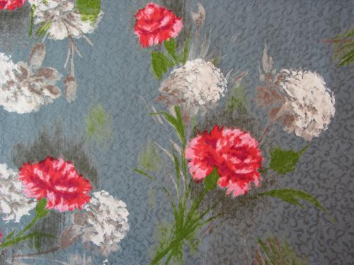 1950-60's Carnations on Gray Dress Fabric