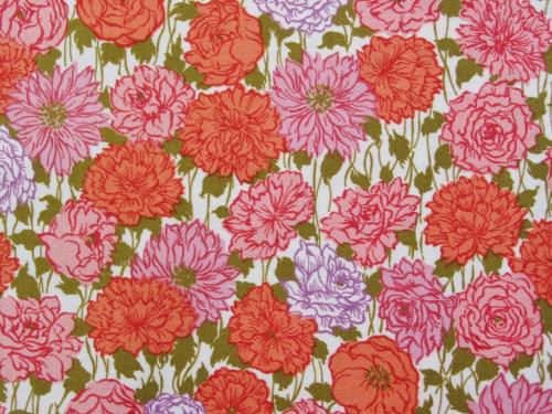 Vintage Pink Orange Cotton Sateen Fabric