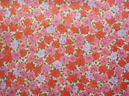 Vintage Pink Orange Cotton Sateen Fabric