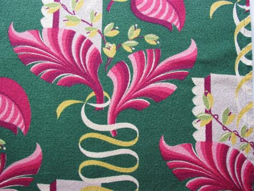 Vintage Funky Pink Leaves Barkcloth