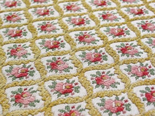 Vintage Velvet Brocade Pink Roses