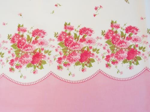 Pink Floral Border Print Fabric
