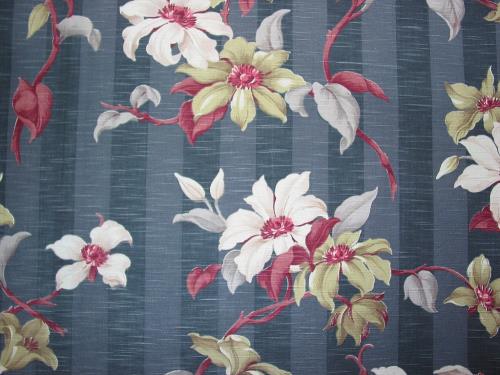 Tropical Floral on Gray Stripe