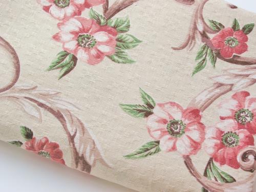 Vintage 40's Floral and Scroll Fabric