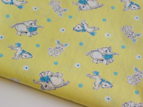 Yellow Aqua Vintage Animal Fabric