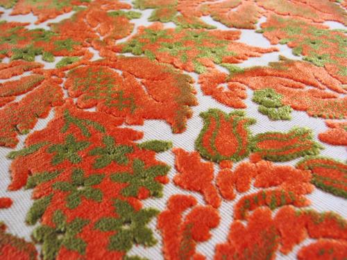 Orange Cut Velvet Upholstery Fabric